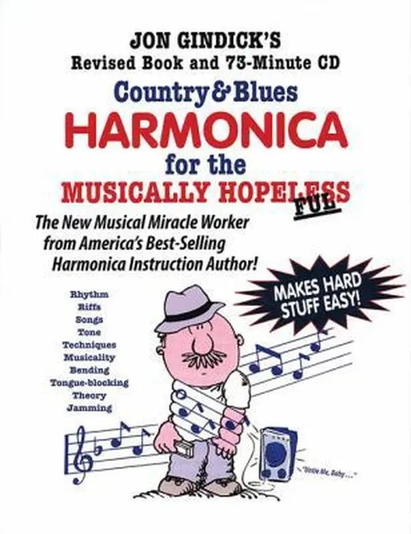 USED Book - Country & Blues Harmonica for the Musically Hopeless: Revised Book and 73-Minute CD by Gindick, Jon (Paperback) - english