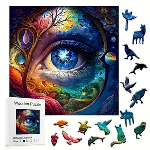 Colorful Magic Forest Wooden Box Puzzle Gift, DIY New Year Gift, Birthday Gift, Unique Handmade Craft, Perfect Present Idea