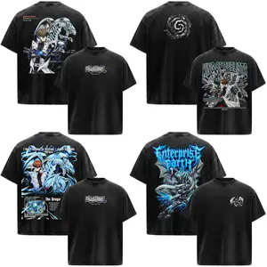 Seto Kaiba x Blue Eyes White Dragon Yugioh Anime Manga Acid Washed 230GSM Heavyweight Cotton T Shirt Collection - Size S to 3XL - Unisex Vintage Streetwear Oversized Crewneck Merch - Gift for Anime Fans