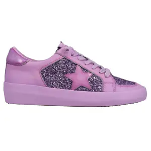 Vintage Havana Womens Alexis Glitter Platform Lace Up Sneakers Shoes Casual - Purple