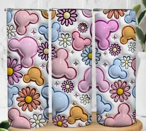 Inflated Mickey & Flowers Tumbler