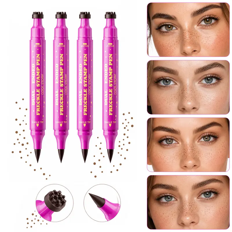 Waterproof Freckles Pen: Faux Freckle Stamp and Fine Tip Eyeliner for Realistic, Long-Lasting Freckles and Effortless Makeup, Perfect for Daily Wear and Cosplay, Summervibes
