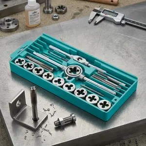 Heavy Duty Manual Tapping Tool Kit, Thread Repair Set with Tap Wrench, for Precision Drilling in Metal & Wood, Industrial Thread Restoration, High-Efficiency Tapping Tools, Automotive & Home Repair Thread Correction Kit, Universal for Pipes and Plates