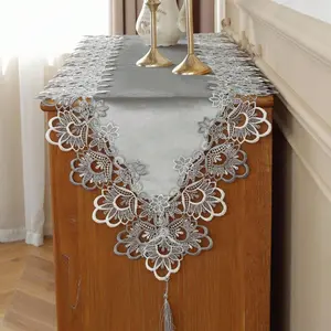 Lace Table Runner, 1 Count Modern Simple Tablecloth, Dustproof Table Mat for Kitchen Dining Room, Table Decoration Supplies for Home Party Wedding