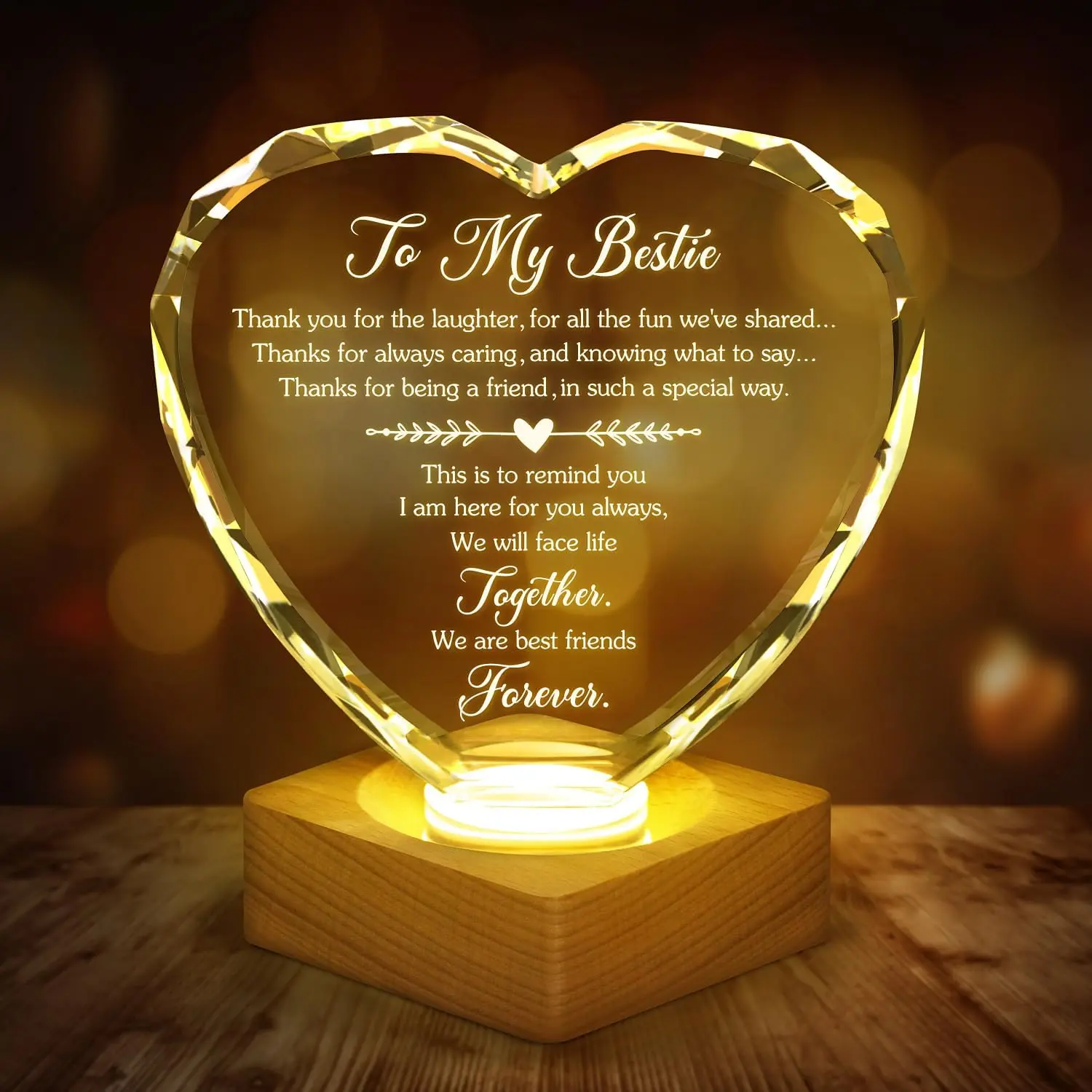 to My Bestie 3D Illusion Lamp, to My  Friend, 3D  Night Light  for Bestie's Birthday, Holiday, for  Friend Sister Girls Women Soft Warm White Colors