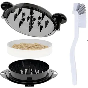Chicken Shredder Tool Twist Meat Shredder Large-Shredding Tools with Stainless Steel Spikes Chicken Breast, Pulled Pork, Beef Black&Black