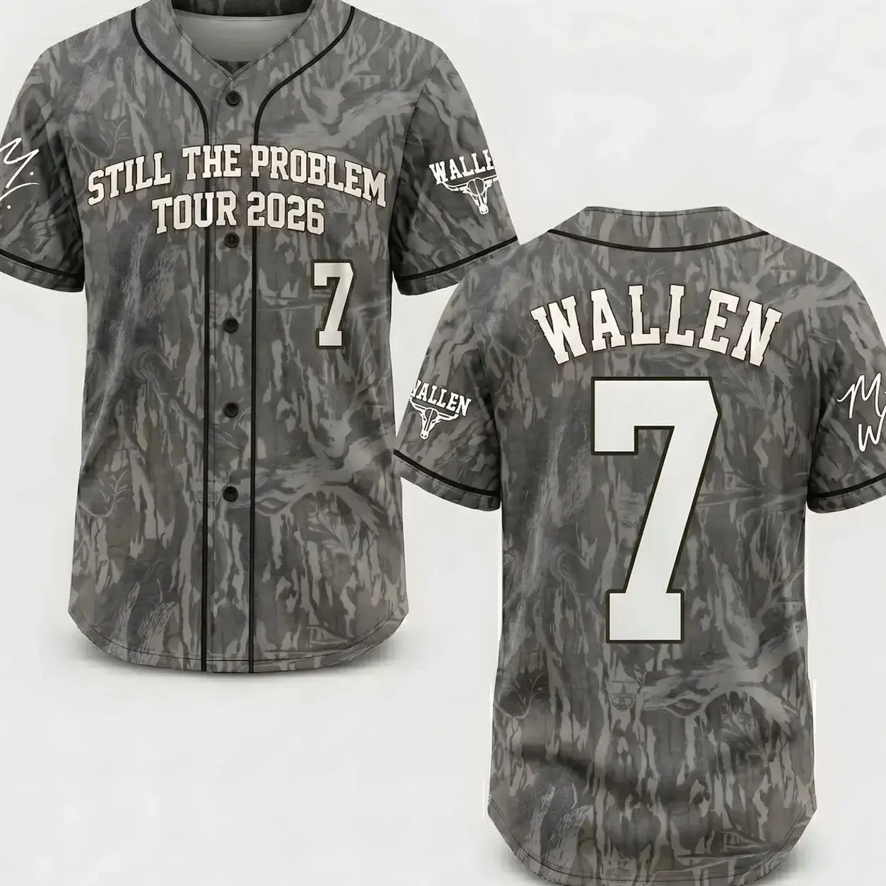 Unisex Wallen Baseball Jersey, Still The Problem Tour 2026 Shirt, Wood Oak Camo Country Music Shirt, Custom Number 7 Jersey
