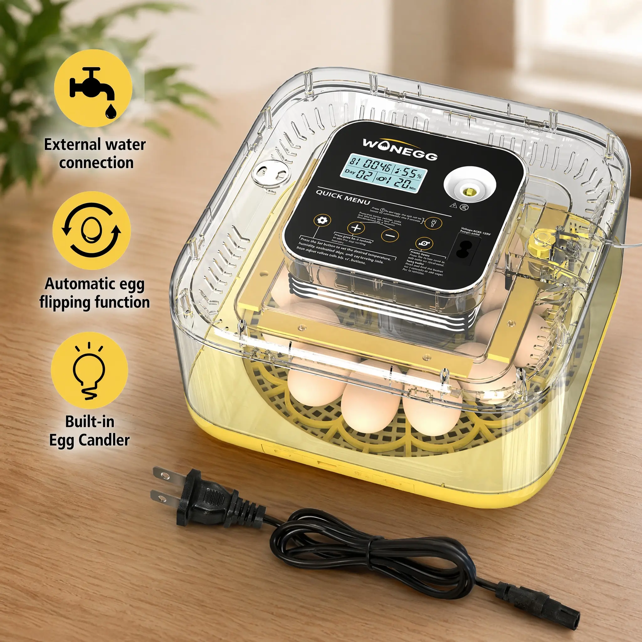 12 Egg Incubator for Hatching Eggs, Egg Incubators with Automatic Egg Turning, Temperature and Humidity Control, Egg Candler, Automatic Water Bottle Refill, Incubator for Chicken, Ducks, Goose