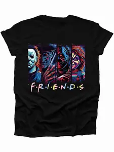 Halloween vintage neon graphic shirt,Everyone is a killer Black horror character print, horror Halloween, horror killer, retro Halloween T-shirt, horror Casual Crewneck Fitted Give him/her the top gift