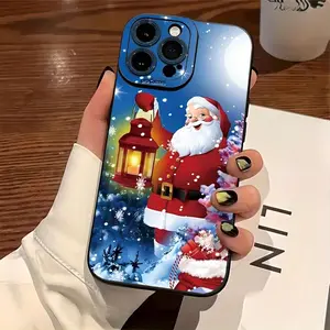 A New Christmas Theme Element Santa Claus Pattern Style Creative Phone Case, Suitable for iPhone 17 Air/16e/XS/X/11/12/13/14/15/16Pro Max/Plus, Shockproof Full Protection New Phone Case, Christmas Halloween Gift for Boyfriend Girlfriend MS10