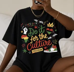 Women's Cotton Fitted Casual Printed T-Shirt - Unisex Juneteenth 1865 Do It For The Culture Freedom Black History Month Gift Tee