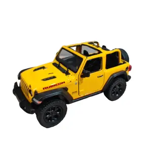 KINSMSART 2018 Jeep Wrangler OPEN TOP 1:34 Scale Diecast Metal Car with Openable Doors & Pull Back Action 5 Inches Long RC Model Car