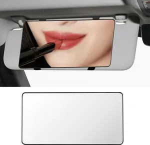 Car Sun Visor Vanity Mirror, Car SunShading Cosmetic Mirror with Straps for Women Girl, Universal Car Travel Makeup Mirror, Car Interior Accessories for Car Truck SUV (Black)