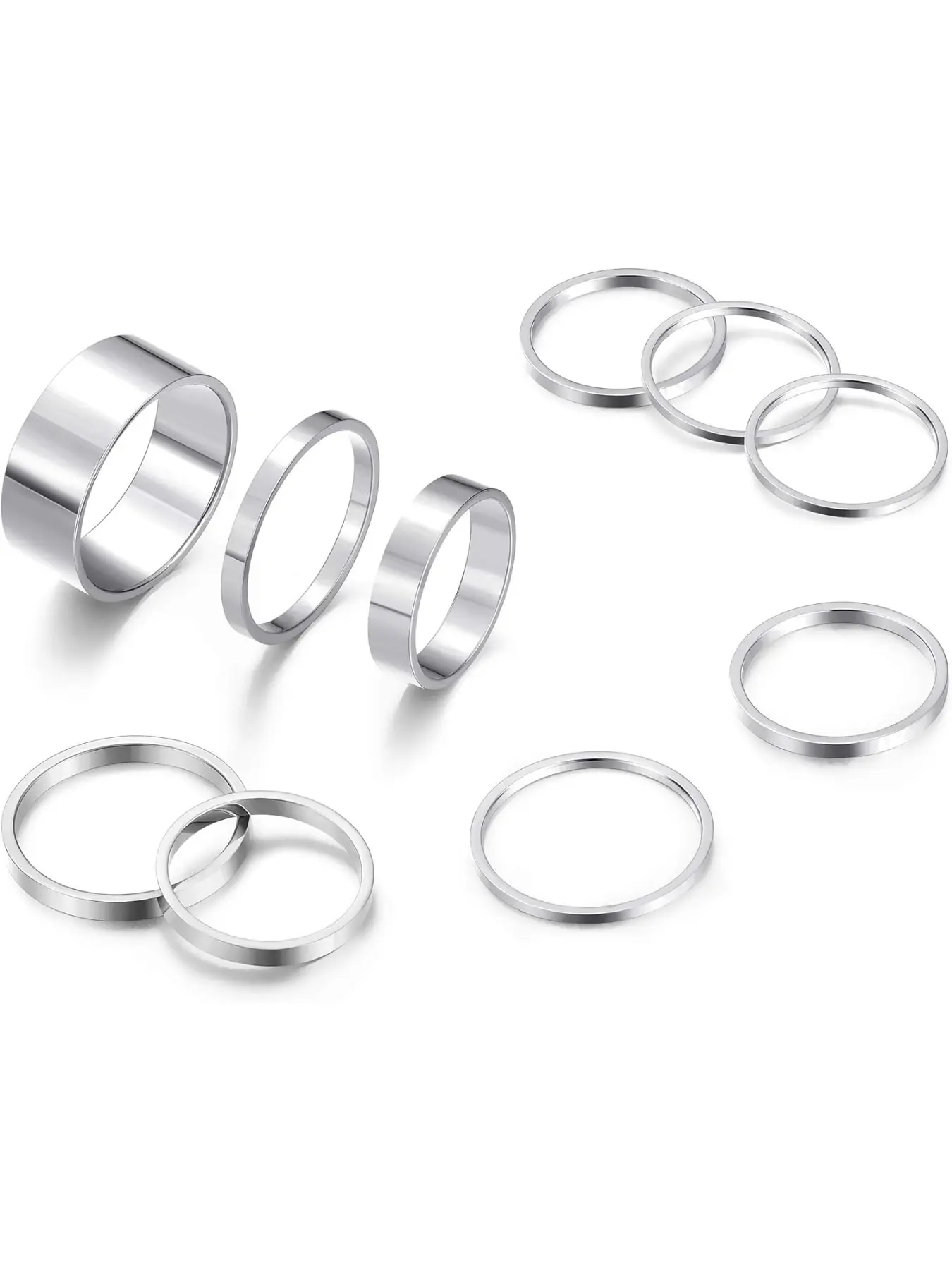 Silver Rings for Women Non Tarnish Stainless Steel Rings Set Dainty Gold Band Ring Simple Thumb Pinky Ring for Multiple Size Stacking Rings