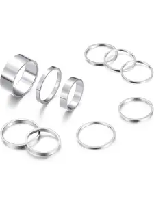 Silver Rings for Women Non Tarnish Stainless Steel Rings Set Dainty Gold Band Ring Stack Simple Stackable Thumb Pinky Ring for Multiple Size