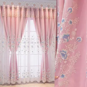 Floral Embroidery Curtain, 1 Count Modern Simple Window Curtain, Window Drapes for Home Living Room Bedroom Study Room
