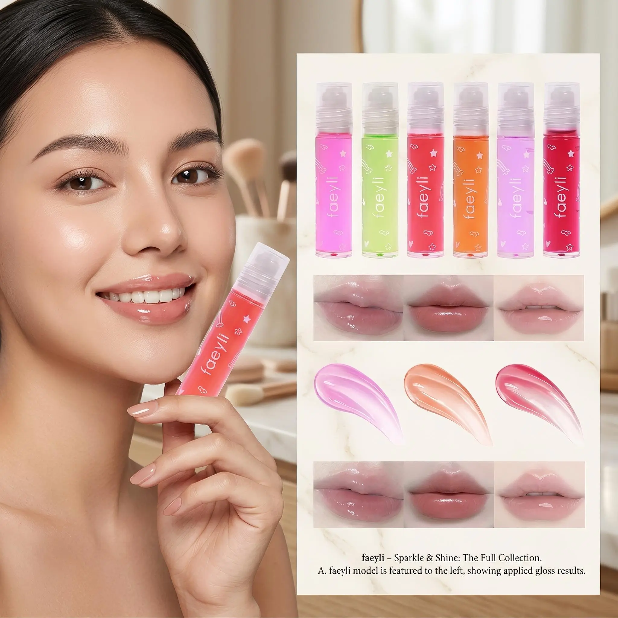 Roll-on Lip Oil, Hydrating Glossy Lip Gloss, Moisturizing Lip Balm to Reduce Lip Lines, Shiny Plump Lips Transparent Fruit Lip Oil Available