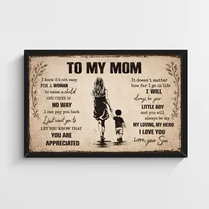 To My Mom From Son Poster, Mother Son Gift, Emotional Mom Quote Print, Vintage Wall Art, Mother's Day Gift Decor