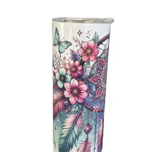 Stainless Steel Dream Catcher 20 oz Tumbler with Lid & Straw - Customizable Design with Optional Bluetooth Speaker - Bottle, Drinkware