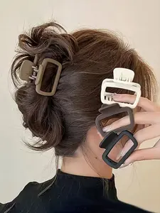 Elegant Matte Square Hair Claws, 4-Piece Set, Versatile Hair Claw Clips for Women & Girls, Curly Ponytail Clip, Perfect for Ponytails, Buns & Daily Styling