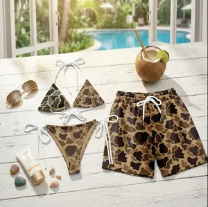 Hot Summer 2026 Matching Couple Swimwear Set, Duck Camo Bikini Set & Men Hawaiian Beach Shorts