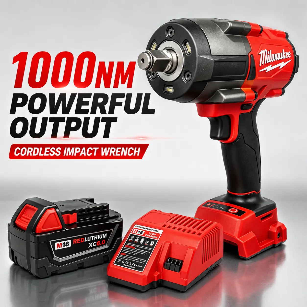 Milwaukee M18 Cordless Impact Wrench, 1000 Nm Torque,for Auto Mechanic Fleet Repair