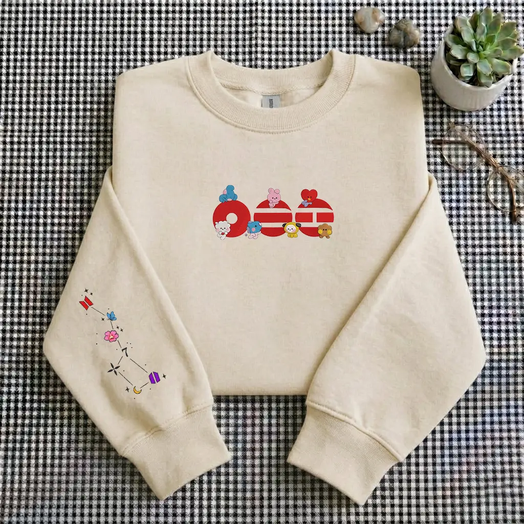 Embroidered Ari-rang K.pop 2026 World Tour Sweatshirt, B.ang-tan Crewneck Hoodie, Gift for Army