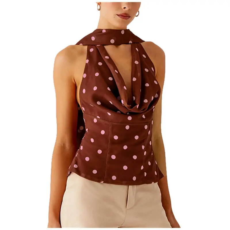 brown polka dot scarf top - TikTok Shop