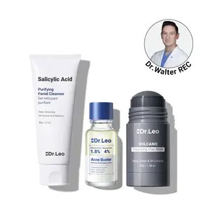 Dr.Leo Acne Control 3-Step Set for All Skin Types | Unclog Pores + Reduce Breakouts + Fast-Acting Spot Treatment | Cleanser + Clay Mask Stick + Drying Lotion #mothersdaygift #Summervibes