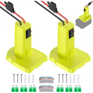 2 Packs for Power Wheel Adapter Compatible with Ryobi 18V Battery, Power Conversion Kit for DIY RC Toy Car, Ride On Truck, Power Tool, Battery Connector with Switch & Fuse, 12AWG Wire, Wire Terminal