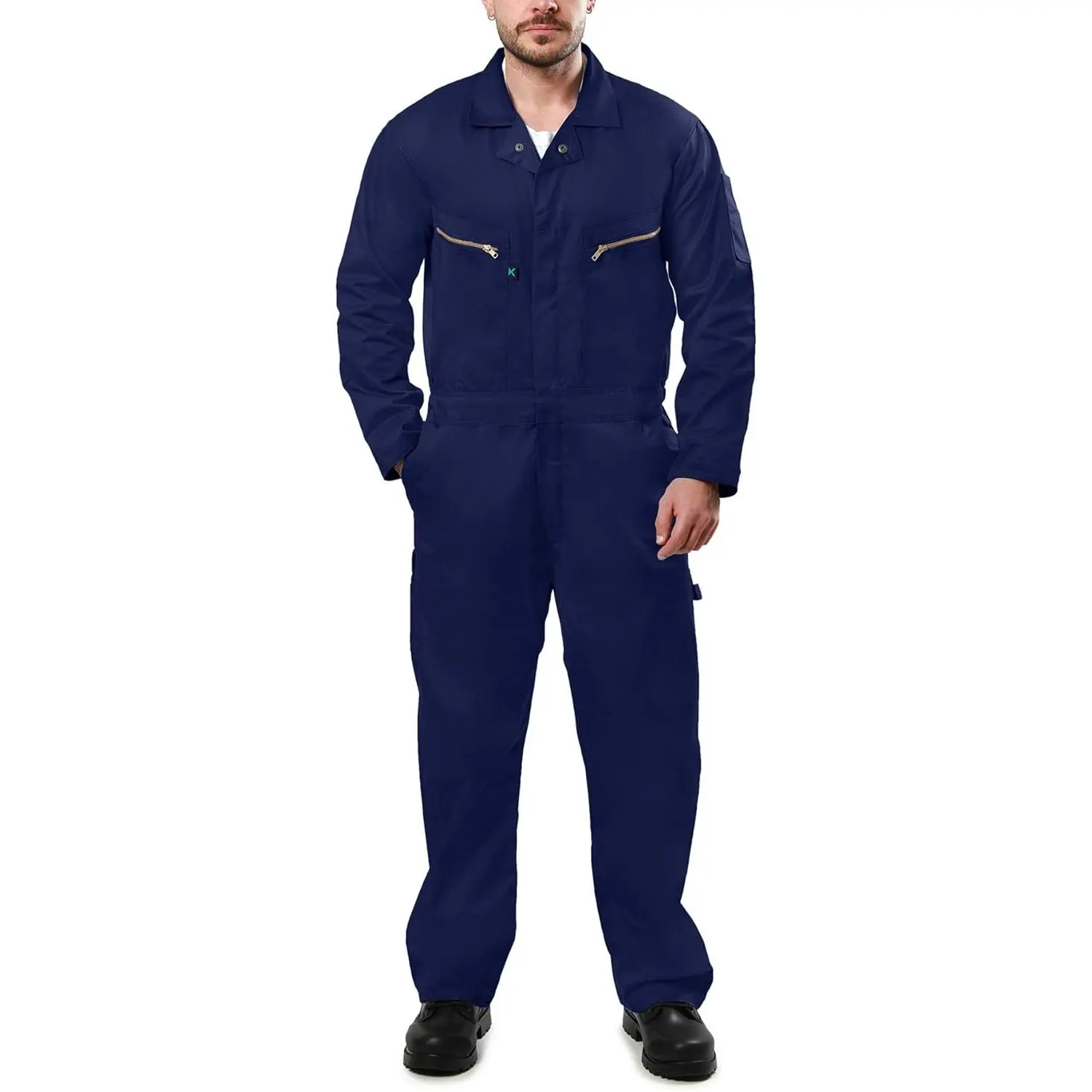 Men's Long Sleeve Workwear Coverall, Cotton Blend Utility Uniform with Zipper Front and Chest Pockets, Uniforms, Menswear, Clothes, Modern