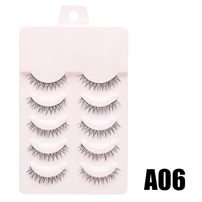 Fake Eyelash Anime Lashes 5 Pairs Little Devil Eyelashes Natural Daily Makeup Manga Eyelashes Clear Band Eyelashes