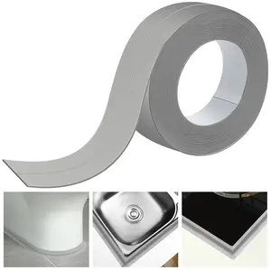 Grey Caulk Tape 10.5' x 1.5''  Self Adhesive Caulk Strip Bathtub Sealant Tape Sealing Strip Oil Proof Bathroom Sealant for Kitchen Floor Wall Edge Protector(PE)