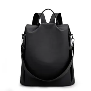 Multi-Purpose Solid Color Nylon Backpack For Women, Lightweight Convertible Shoulder Crossbody Bag, Simple Casual Travel Daypack, Ideal For Daily Commute Shopping Weekend Getaways And Everyday Use