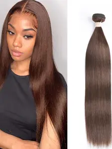 1PCS 4#-ST 4# Medium Brown Straight Human Hair Bundle, Brazilian Hair Weave
