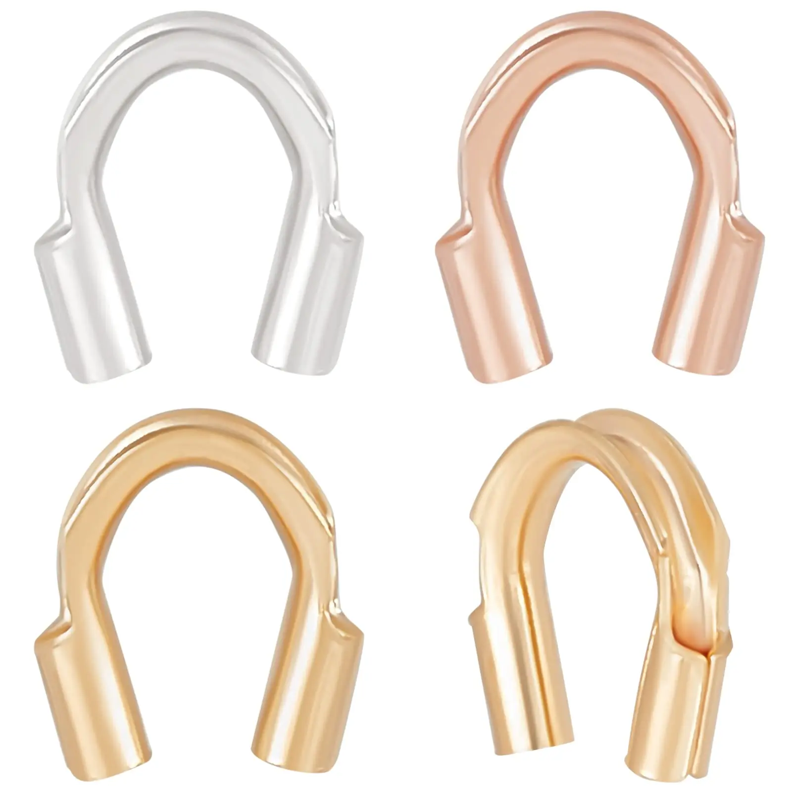 120pcs 3 Colors Wire Guardian Plated U Shape Guard Loops Thread Protector With 0.6mm For Making Bracelet Necklaces