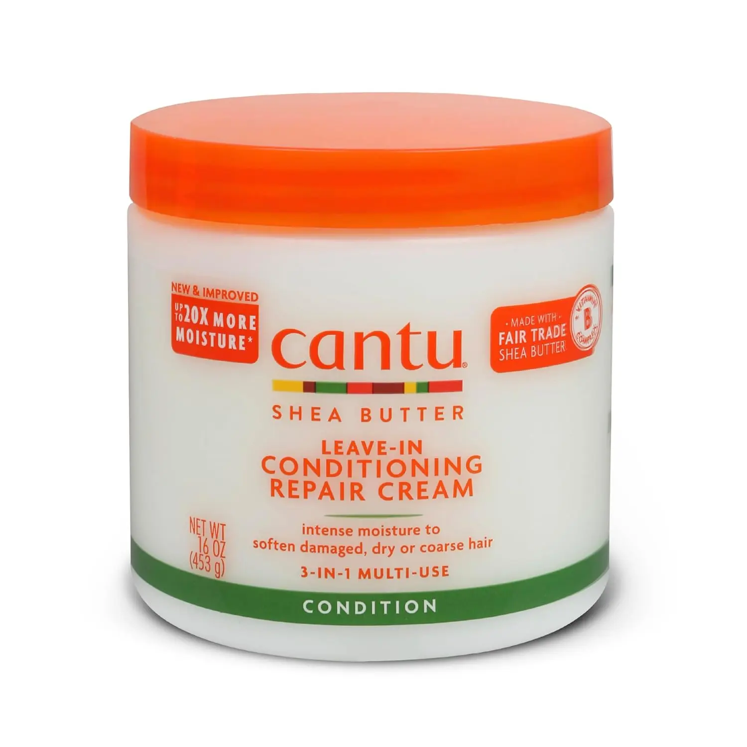 Cantu Shea Butter 16oz Leave-In Conditioning Repair Cream - All-Natural, Cruelty-Free Hydrating Haircare for Dry Hair, Natural Curls, Textured Hair Routine