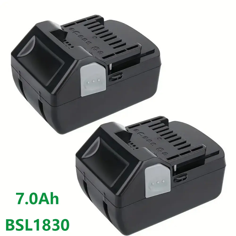 2-Pack 18V 7000mAh High-Capacity Lithium Compatible Replacement Battery for Hitachi BSL1815X, BSL1815S, BSL1830C, BSL1830, 339782, 330139, 330557 Slide-Style Power Tools Accessories