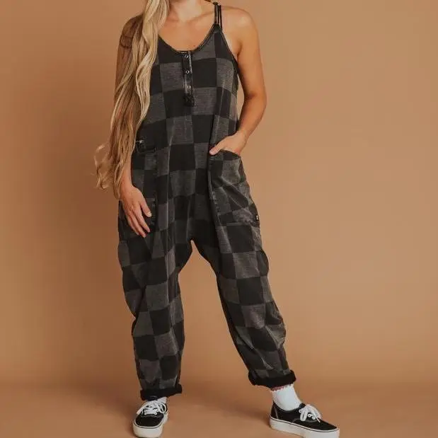 Women's Oversized Tank Romper Casual Comfortable Fun Jumper Overalls Style