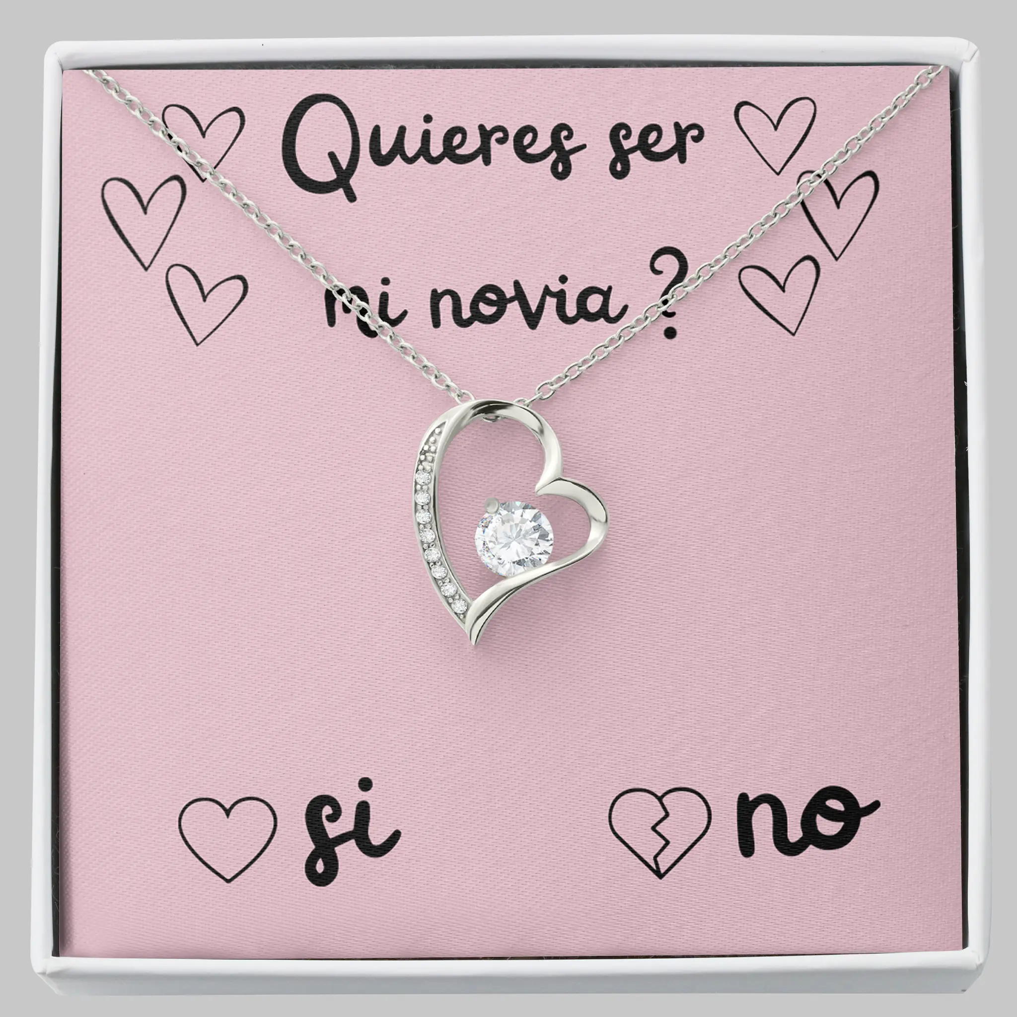Romantic Heart Pendant Necklace for Girlfriend, "Will You Be My Girlfriend?" Love Proposal Gift with Message Card and Luxury LED Box, Heart Necklace, Soft-Touch Or Luxury Led Box, Heart Shaped Necklace, Casual