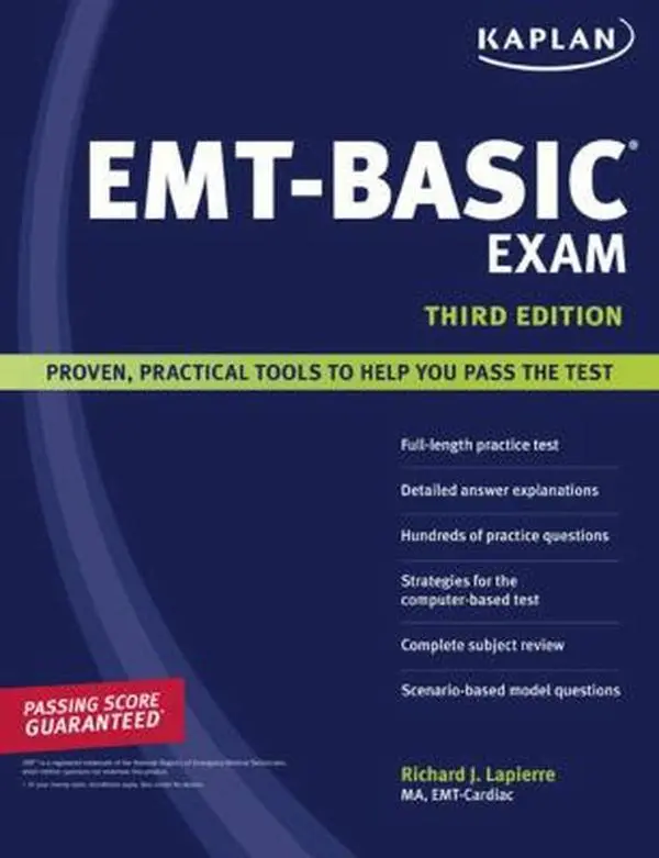 Used Kaplan EMT-Basic Exam Preparation Guide - Richard Lapierre, 2009 Edition, Kaplan Publ., Softcover, Complete Subject Review, Good for EMT Test-Takers, Includes Anatomy and Physiology, Vital Signs, Detailed Answer Explanations (English Paperback)