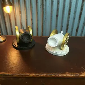 Vintage Cannon Ornament Set, Industrial Style Decor, Resin Material, Stone Texture & Metal Wheel Design, Perfect for Home Office Display, Home Decor Statue, Decorative Sculptures