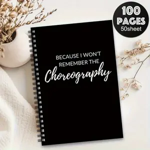 1 fun dance spiral notebook, Spiral Notebook Journal, choreography plan book, black minimalist cover design, suitable for choreographers, ballet, hip hop, modern dance, gifts for dancers, durable spiral binding, Notebook