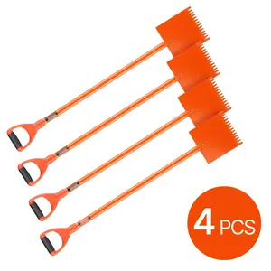 Shingle Shovel 4 Pack With D-Grip Handle - Roof Ripper Tool Set, Hardened Steel Construction, Lightweight Yet Durable Roofing Scraper For Asphalt Shingle Removal, Roof Tear Off, Debris Cleanup, Ergonomic Grip