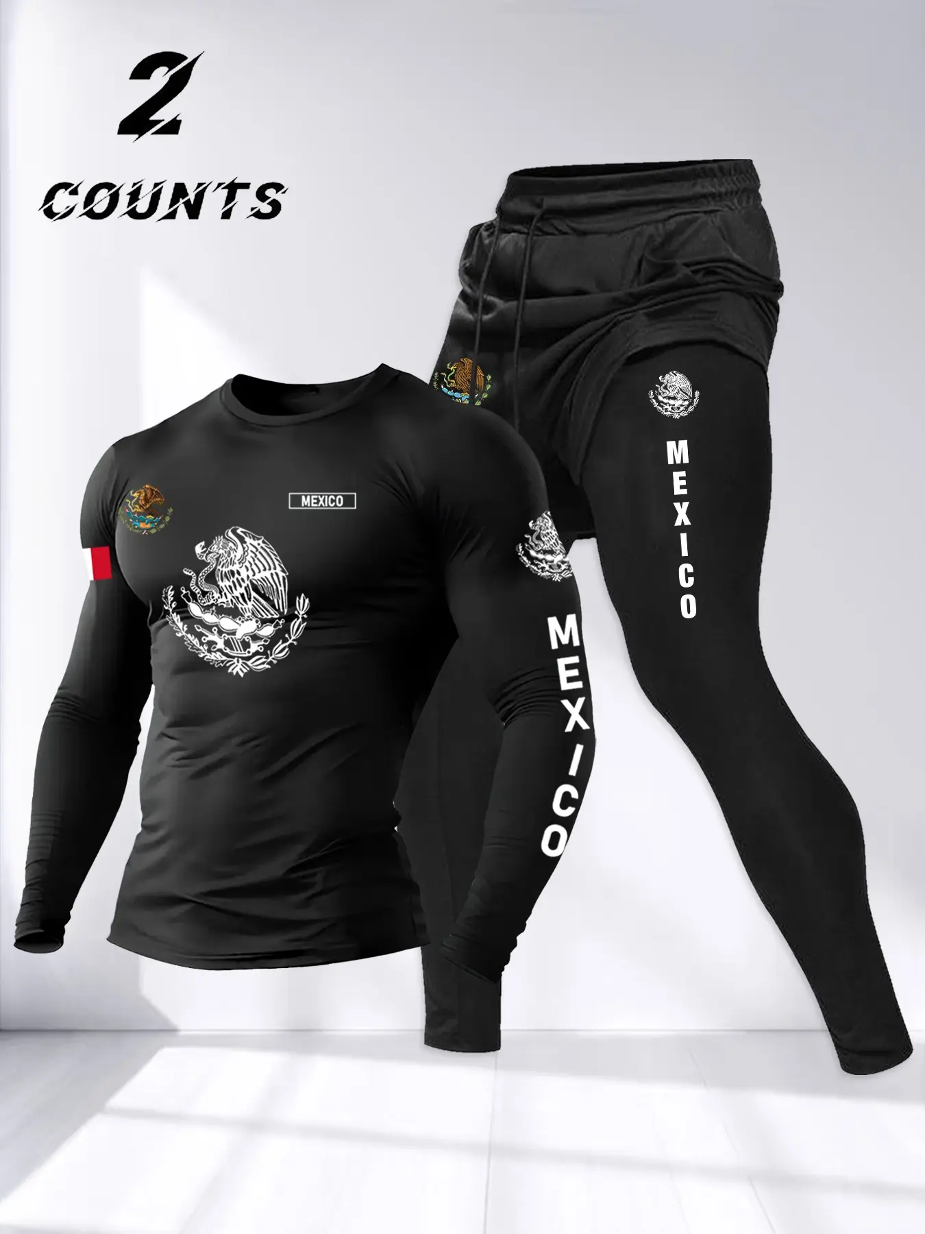 Men's Spring Summer Fall 2-Piece Set, Athletic Tracksuit Set, Round Neck Long Sleeve T-Shirt + Sporty Pants, Fashion Eagle Snake Print Design, Comfortable Fabric, Athletic Sets
