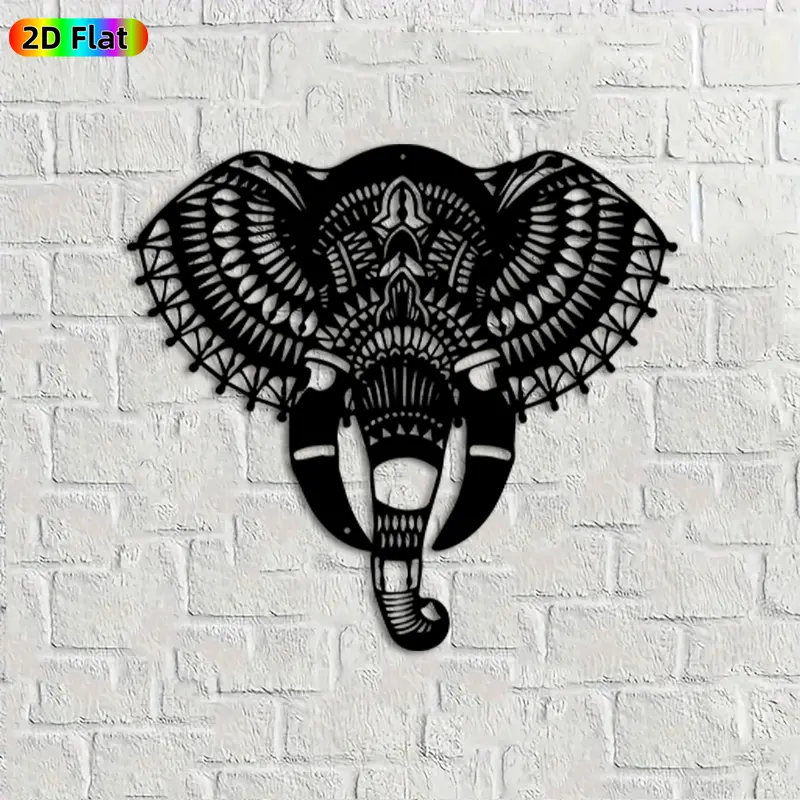 1pc Elephant Metal Wall Art, Intricate Elephant Statue Mural Decoration, Ideal Gift for New Year, Christmas, Animal Decor Enthusiasts, Weather-Resistant Metal Wall Decor Wall Sculptures, Perfect for Living Room Wall & Garden Fence, Exquisite Home Accent