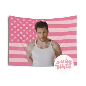 Chris Evans Pink Wall Tapestry American Flag Gift For Him, Gift For Her Gift For Him, Gift For Her