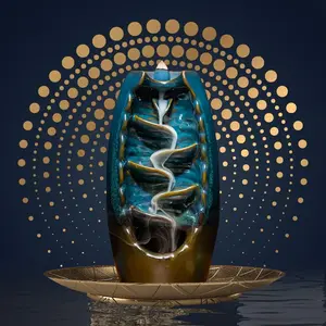 Ceramic Incense Holder Cone Burner with Backflow Design Ornament Home Decor Aromatherapy for Spa Office Bedroom Yoga +100pcs Essential Oil Dipped Scented Incense Cones