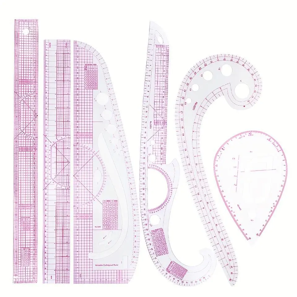 6pcs Curve Cutting Rulers Soft Patchwork Ruler Sewing Tool Kit Measure Tailor Drawing Template DIY Sewing Accessorie