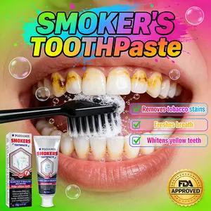 3-in-1 Smokers Whitening & Stain Removal Toothpaste, Professional Deep Cleaning for Yellowing & Plaque, Fresh Breath Technology, Gentle Enamel Care for Sensitive Mouths, Daily Oral Hygiene Solution. Foam Repair Scent Cleanser Cleansing Brush Antibacterial